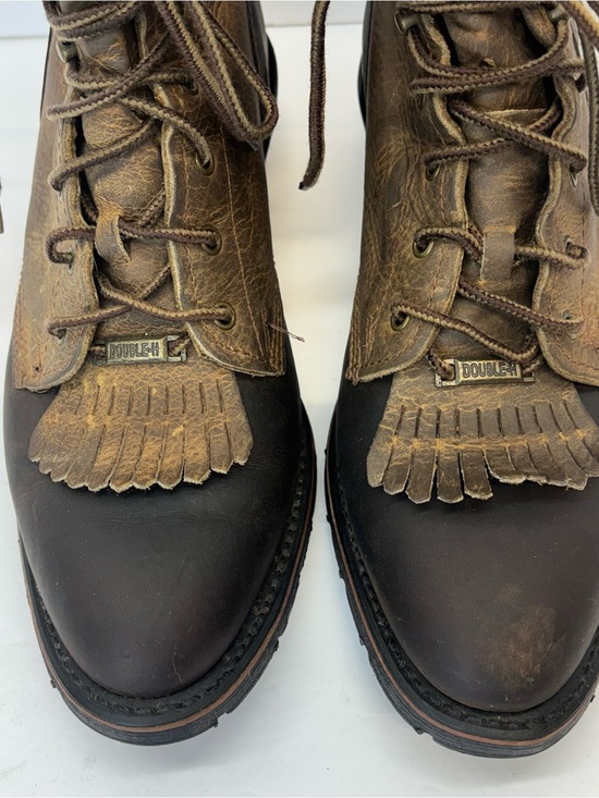 Vtg Double-H Mens Sz 8.5 B Brown Leather Packer Lacer Logger Work Logger Boots main image 6